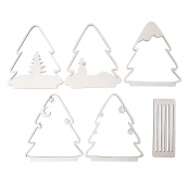 Scène de Noël en bois ciselé forme cadre sapin 17,3 x 20 x 0,4 cm