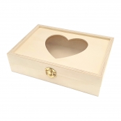 Boite en bois fenêtre coeur 17 x 4,5 x 12 cm