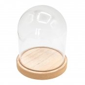 Cloche acrylique et socle en bois 11,5 x 13 cm