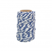Ficelle coton bicolore bleu foncé et blanc 25 m x 1,5 mm
