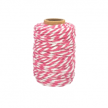 3374 - 3700443533741 - MegaCrea DIY - Ficelle coton bicolore fuchsia et blanc 25 m x 1,5 mm