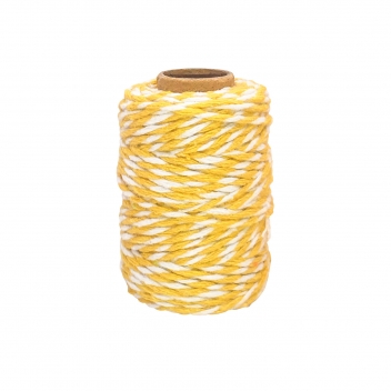 3378 - 3700443533789 - MegaCrea DIY - Ficelle coton bicolore jaune et blanc 25 m x 1,5 mm