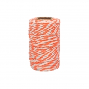 Ficelle coton bicolore orange et blanc 25 m x 1,5 mm