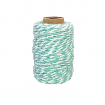 3371 - 3700443533710 - MegaCrea DIY - Ficelle coton bicolore turquoise et blanc 25 m x 1,5 mm