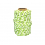 Ficelle coton bicolore vert clair et blanc 25 m x 1,5 mm