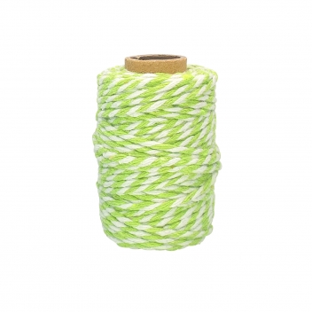 3373 - 3700443533734 - MegaCrea DIY - Ficelle coton bicolore vert clair et blanc 25 m x 1,5 mm