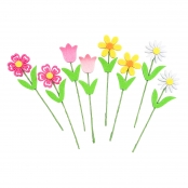 Fleurs en feutrine sur tiges 12 cm 8 pièces