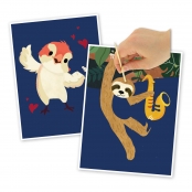 Kit cartes à gratter Animaux chanteurs 15 x 20 cm 2 pièces