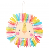 Kit suspension lion bois et raphia 28 x 26 cm