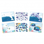 Kit tableaux stickers au numéro A5 animaux marins 2 pièces