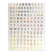 Stickers chiffres et alphabet transparents dorés 137 pièces
