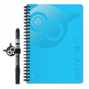 WNPBOK04 - 3700982218420 - WhyNote - Bloc effaçable réutilisable Pocket Bleu + stylo