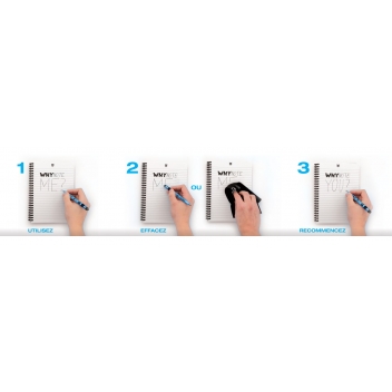 WNPBOK02 - 3700982216716 - WhyNote - Bloc effaçable réutilisable Pocket Blanc + stylo - 3