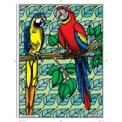 Tableau Velours à colorier Les Perroquets