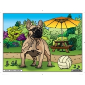 Tableau Velours à colorier Le Bouledogue français au parc