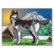 Tableau Velours à colorier Le Husky