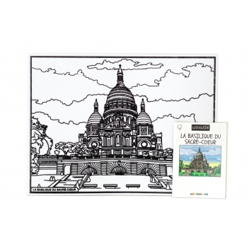 LLT004 - 769503293424 - LudoColor - Tableau Velours à colorier La Basilique du Sacré-Coeur - France - 2