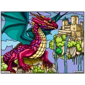 Tableau Velours à colorier Le dragon