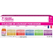 Colorant liquide pour bougie 5 flacons 27 ml