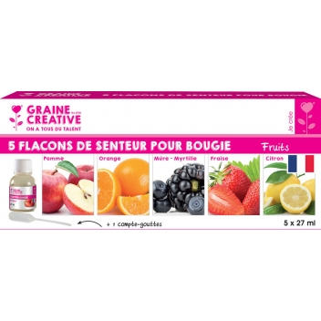 151150 - 3471051511505 - Graine créative - Lot de 5 parfums à bougie 27 ml Fruits - France