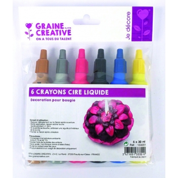 133351 - 3471051333510 - Graine créative - Crayon de cire liquide pour bougie 6 pièces - 3