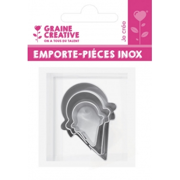 265051 - 3471052650517 - Graine créative - emporte-pièces métal Cornet de glace 3 pièces - 2