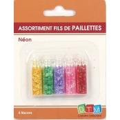 Microbilles Fils de paillette néon 5 flacons