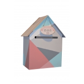 Maison urne en MDF pour cagnotte cadeau 35 x 50 x 35 cm