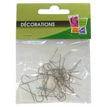 609072 - 3532436090722 - Graine créative - Attaches en métal argenté pour boule polystyrène 25 pièces
