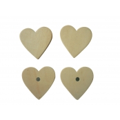 Magnet Coeur en bois 5 cm 4 pièces