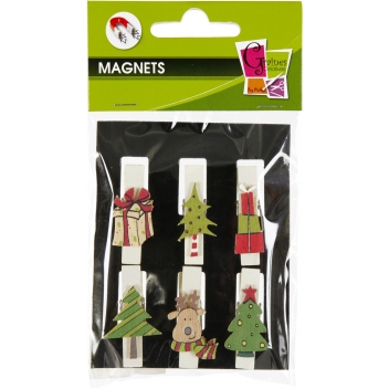 103682 - 3532431036824 - Graine créative - Pince à linge magnétique Noel 6 pièces