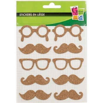 518172 - 3532435181728 - Graine créative - Stickers liège Moustache 10 pièces - 3