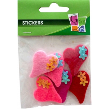 421017 - 3532434210177 - Graine créative - Motif adhésif feutrine Coeur 6 pièces