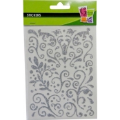 Sticker pailleté adhésif Arabesque Argenté