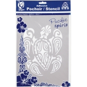 Pochoir adhésif pour tissu Grande tortue maori A4