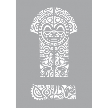 194301 - 3760131943016 - Ki-Sign - Pochoir adhésif pour tissu Tiki maori A4