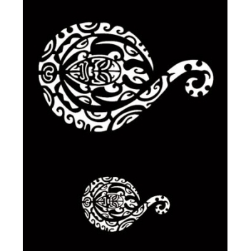 194305 - 3760131943054 - Ki-Sign - Pochoir adhésif pour tissu Tortue tribal maori A4 - 2