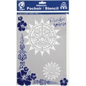 Pochoir adhésif pour tissu Soleil maori A4