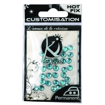 194229 - 3760131942293 - Ki-Sign - Strass thermocollant tissu Ø 6mm Bleu vert 35 pièces - 2