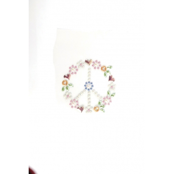 194617 - 3760131946178 - Ki-Sign - Transfert thermocollant clou & strass Peace & love 9x9cm - 2