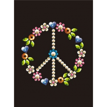 194617 - 3760131946178 - Ki-Sign - Transfert thermocollant clou & strass Peace & love 9x9cm - 3