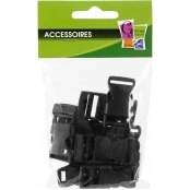 Fermoirs clips plastique (idéal Créacord) 4x2cm Noir x10