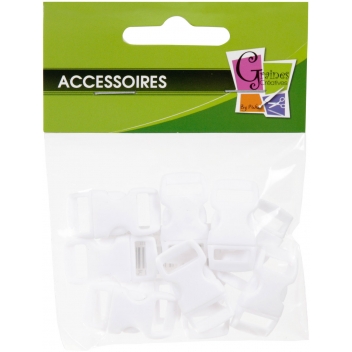 540134 - 3532435401345 - Créacord - Fermoirs clips plastique (idéal Créacord) 3 x 1,5cm Blanc x10