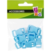 Fermoirs clips plastique (idéal Créacord) 3 x 1,5cm Bleu x10