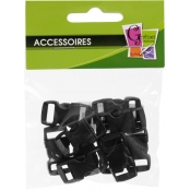 Fermoirs clips plastique (idéal Créacord) 3 x 1,5cm Noir x10