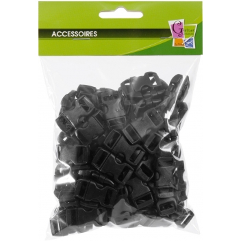 540150 - 3532435401505 - Créacord - Fermoirs clips plastique (idéal Créacord) 3 x 1,5cm Noir x100