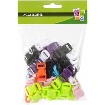540151 - 3532435401512 - Créacord - Fermoirs clips plastique (idéal Créacord) 3 x 1,5cm Assort. x100