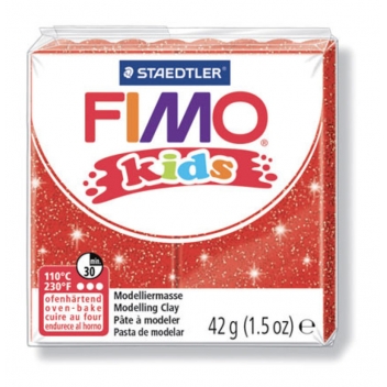 262216 - 4007817804933 - Fimo - Pâte Fimo Kids 42 g Rouge pailleté 8030.212 - 3