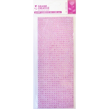 500362 - 3532435003624 - Graine créative - Plaque de strass adhésive 10 x 25 cm Rose