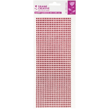 500363 - 3532435003631 - Graine créative - Plaque de strass adhésive 10 x 25 cm Rouge